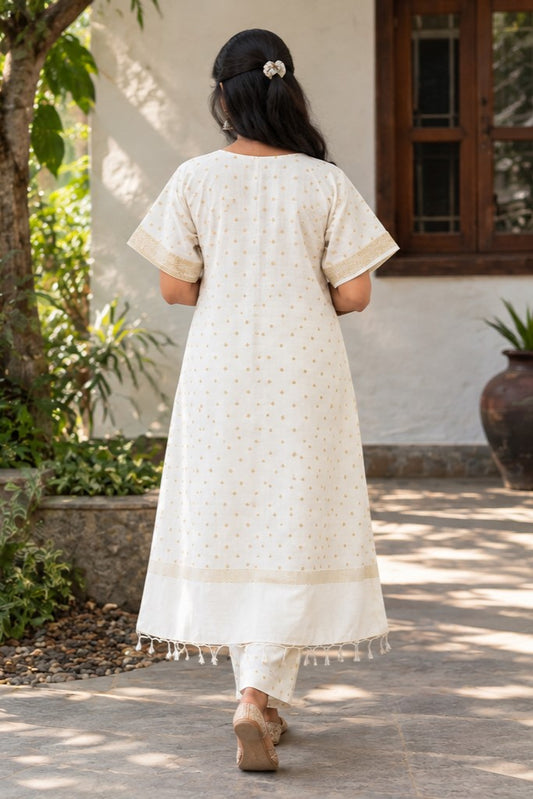 Offwhite Chanderi Relax Fit Kurti