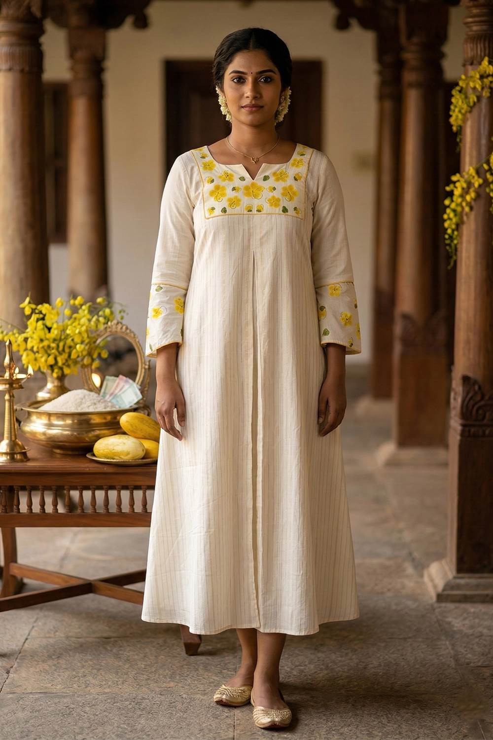 Offwhite Kanikonna Handpainted A Line Dress