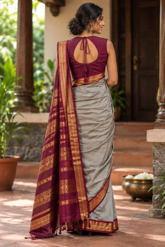 Grey Kalyani Cotton Saree