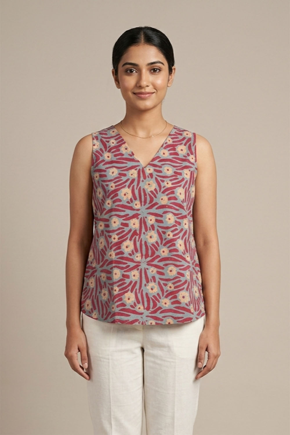 Grey & Dark Majenta Short Top