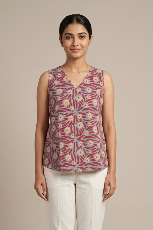 Grey & Dark Majenta Short Top