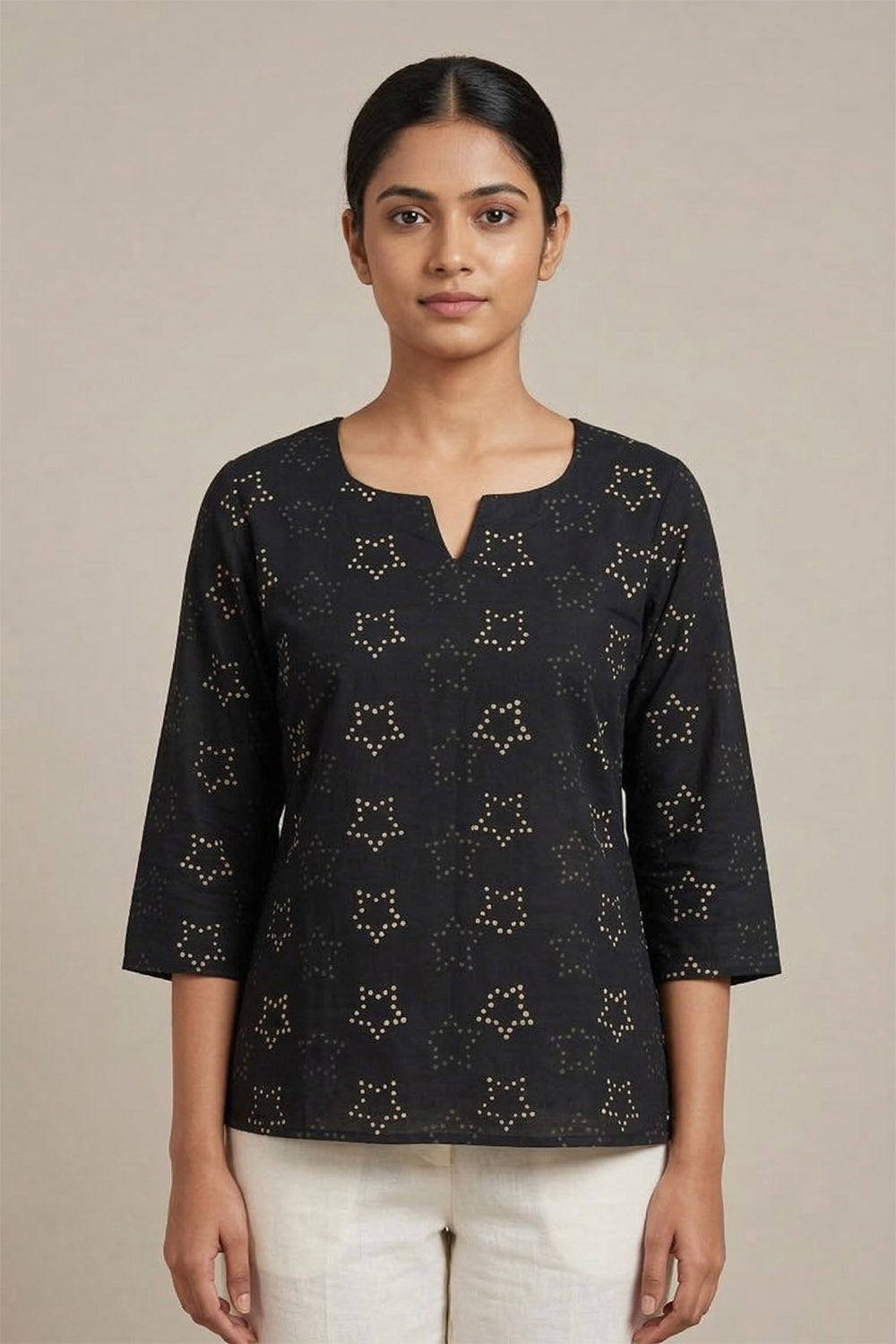 Black Short Top with Prints