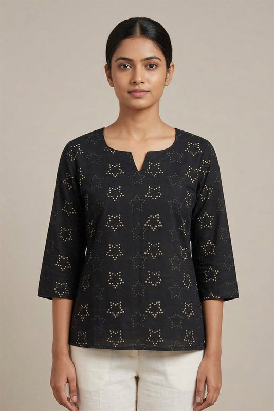 Black Short Top with Prints