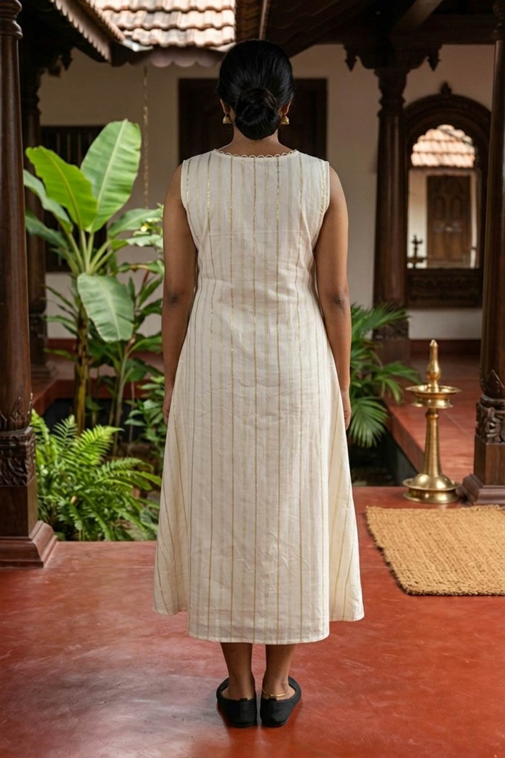 Offwhite Aline Dress with Scallop Neck