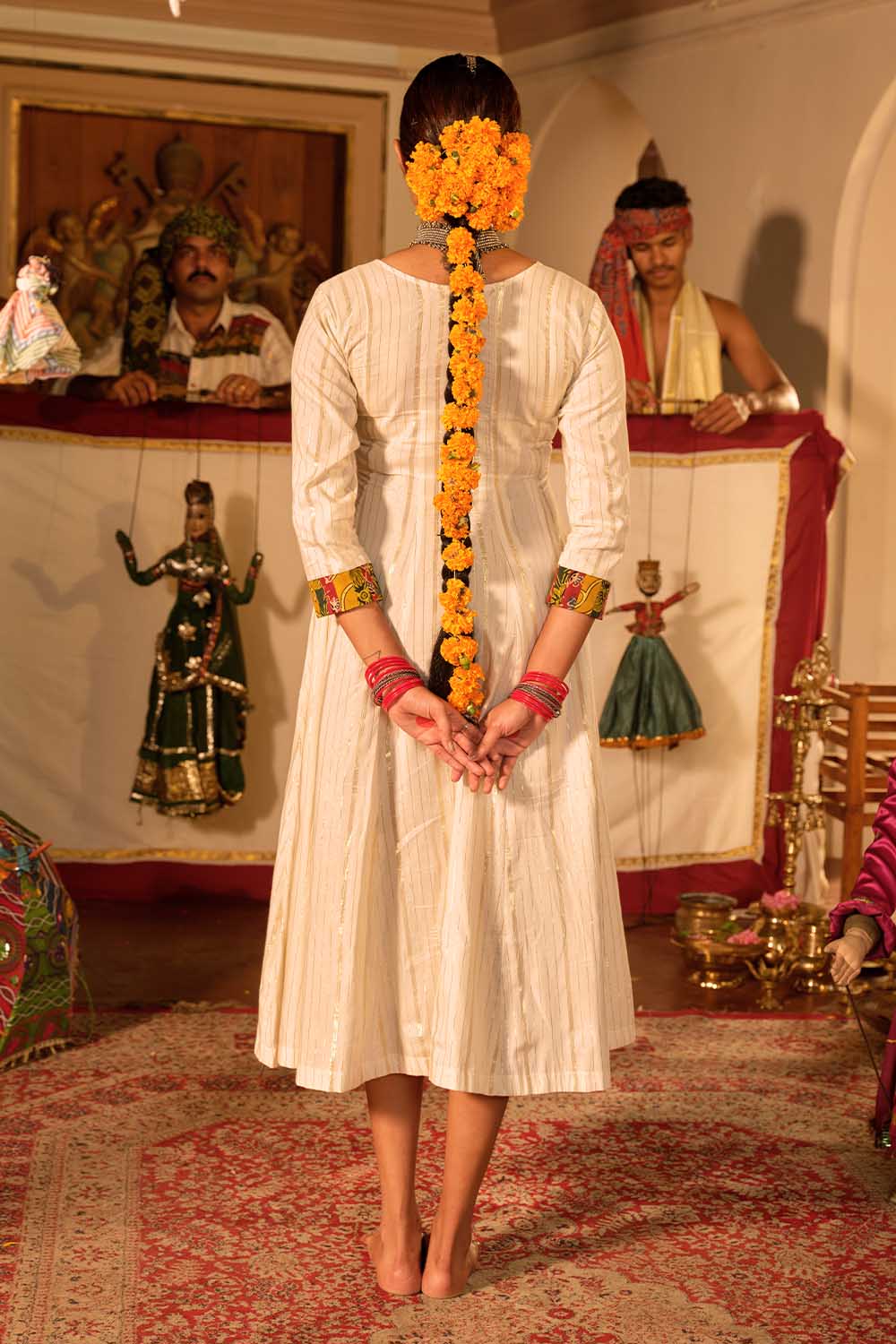 Offwhite Anarkali With Ajrak Multipatch Panels