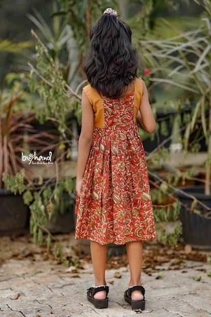 Red Kalamkari Dress Kids