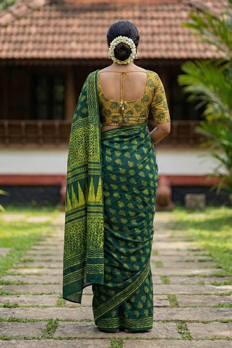 Green Mulcotton Saree