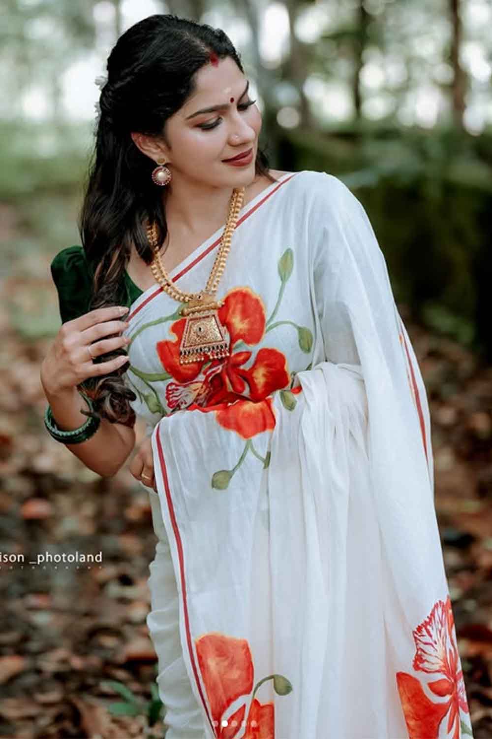 Gulmohar Handpainted In Pulliyilakkara Saree