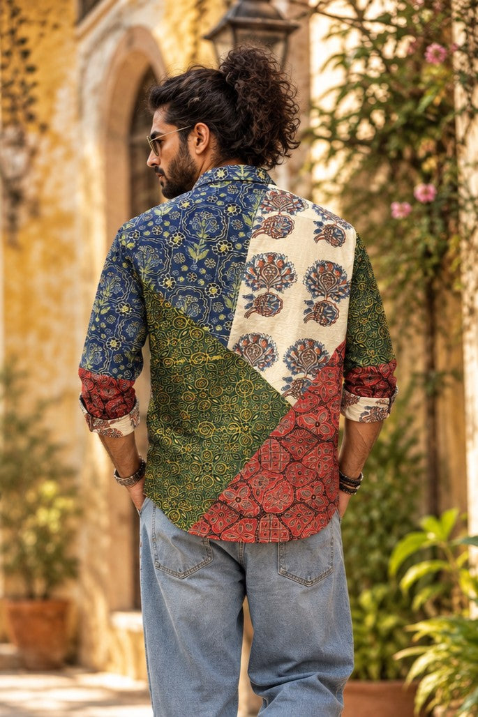 Asymmetrical patch shirt