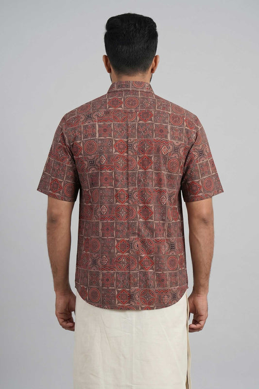 Brown Base Geometrical Print Shirt