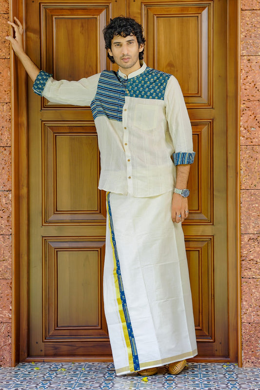 Golden Kasavukara Patch Dhothi