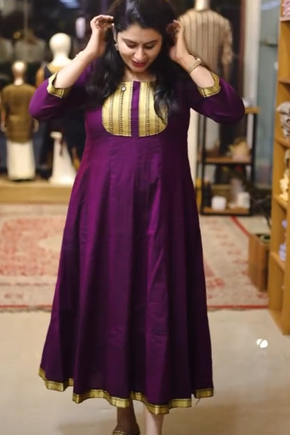 Purple Small Gomi Border Anarkali