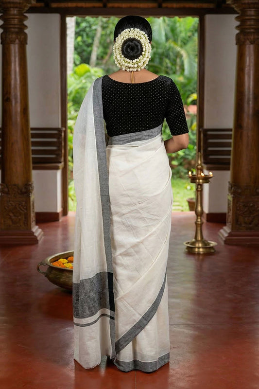 Offwhite Saree with Big Border