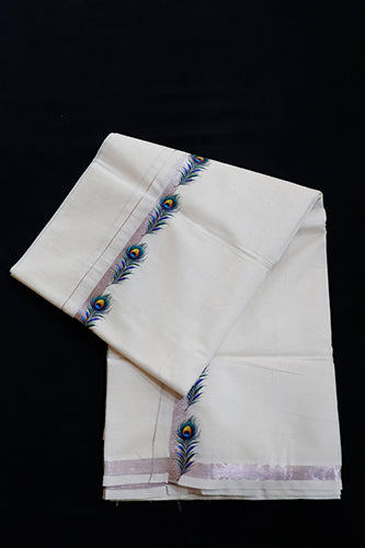 Offwhite Dhothi Rose Gold Border