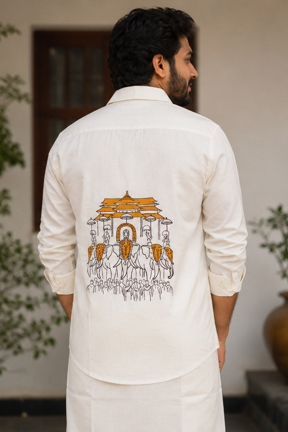 Pooram Printed Offwhite Shirt