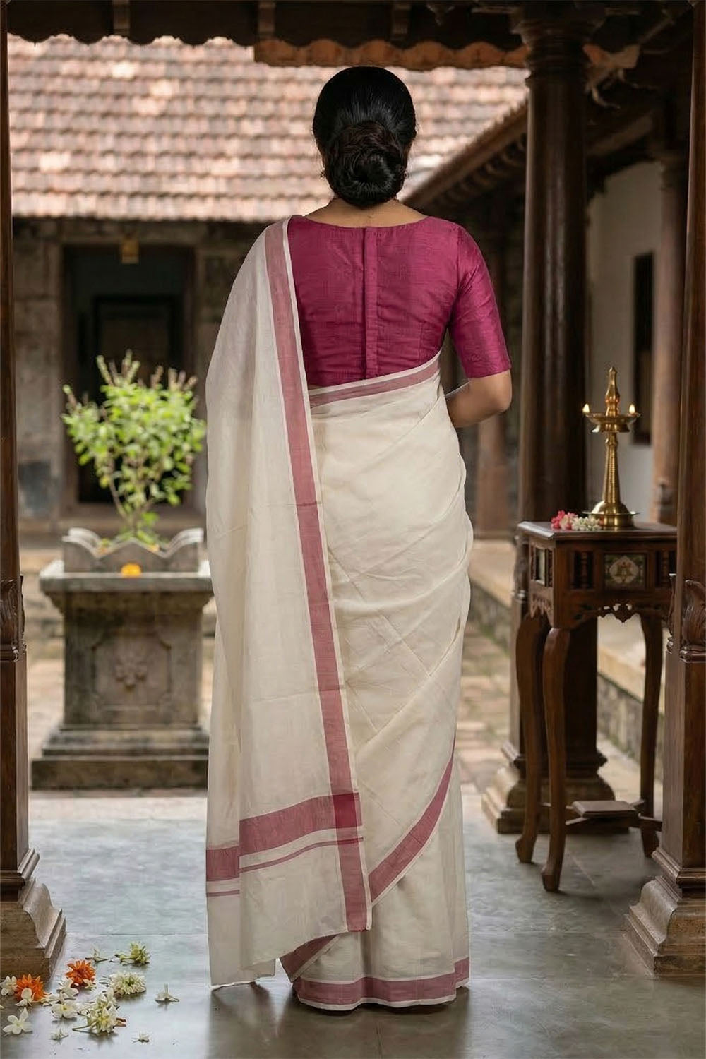 Plain Offwhite Saree with Border