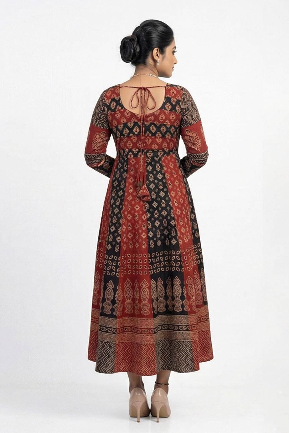 Black & Maroon Alia Cut Patch Anarkali