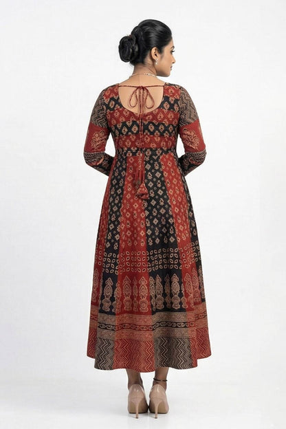 Black & Maroon Alia Cut Patch Anarkali