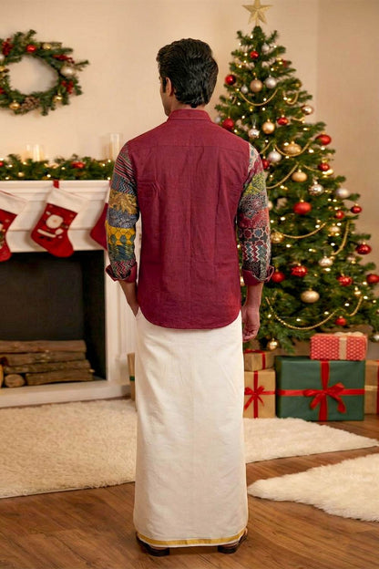 Red Xmas Theme Patch Shirt