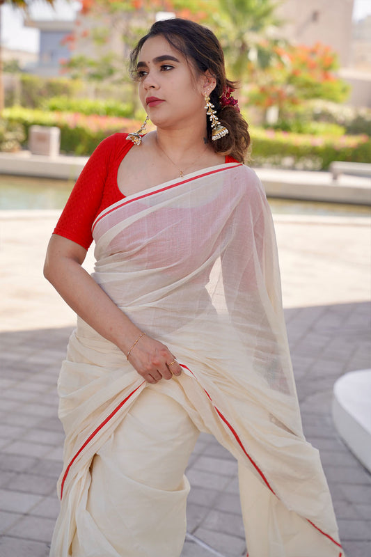 Puliyilakara Saree Red & Golden