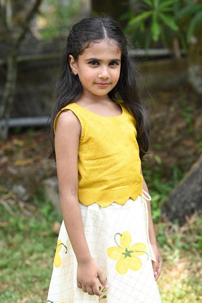 Yellow Top & Kanikonna Handpainted Skirt
