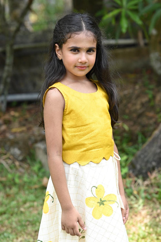 Yellow Top & Kanikonna Handpainted Skirt