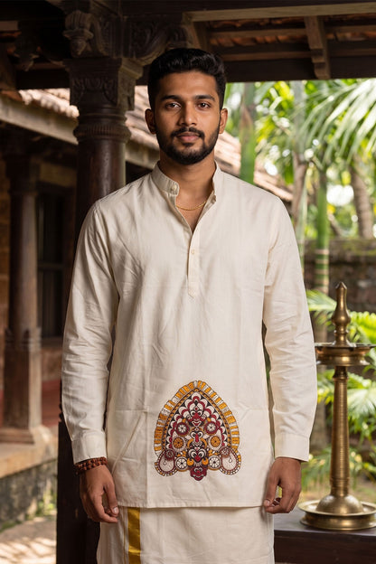 Offwhite Kurta with Padayani print