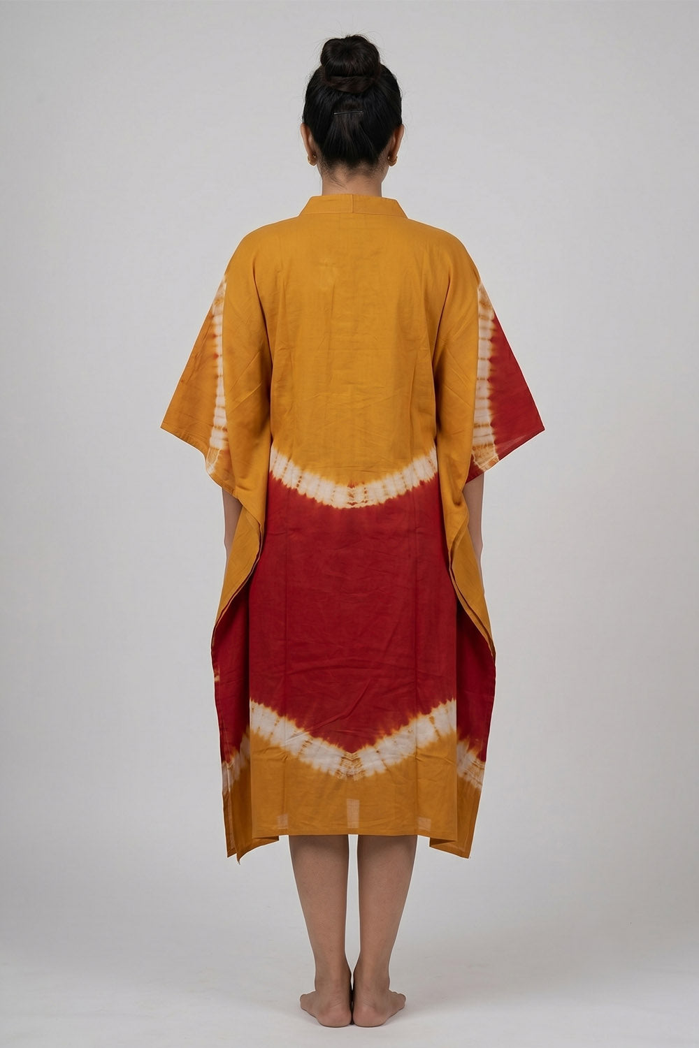 Red Mirror work Yellow Wave Kaftan