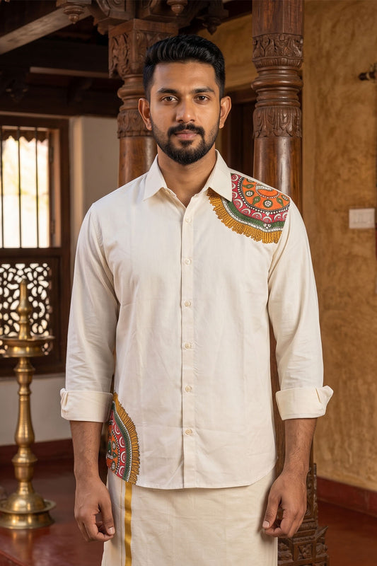 Offwhite Shirt with Crescent Shaped Motif