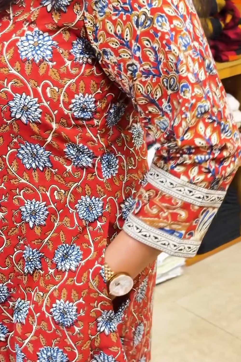 Kalamkari Lapel Collar Dress