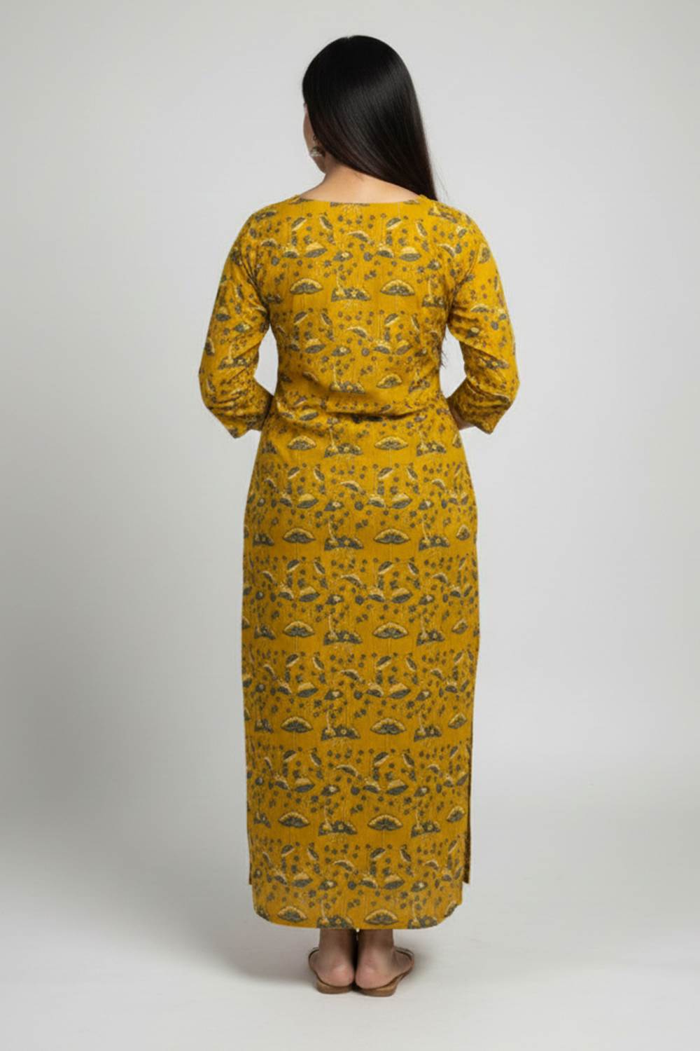 Yellow Ajrakh Kurti