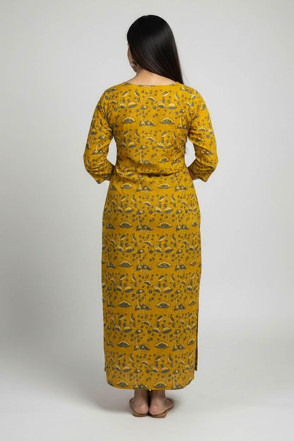 Yellow Ajrakh Kurti