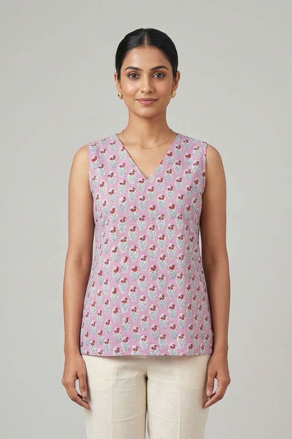 Baby Pink Short Top with Prints