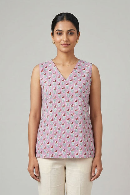 Baby Pink Short Top with Prints