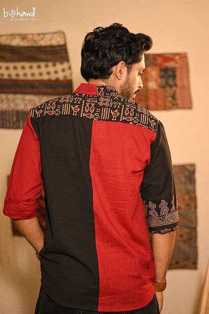 Plain Red & Black Animal Print Shirt