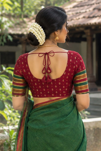 Red Blouse with Border Patch