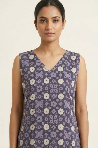 Violet & Lavender Sleeveless Print Kurti