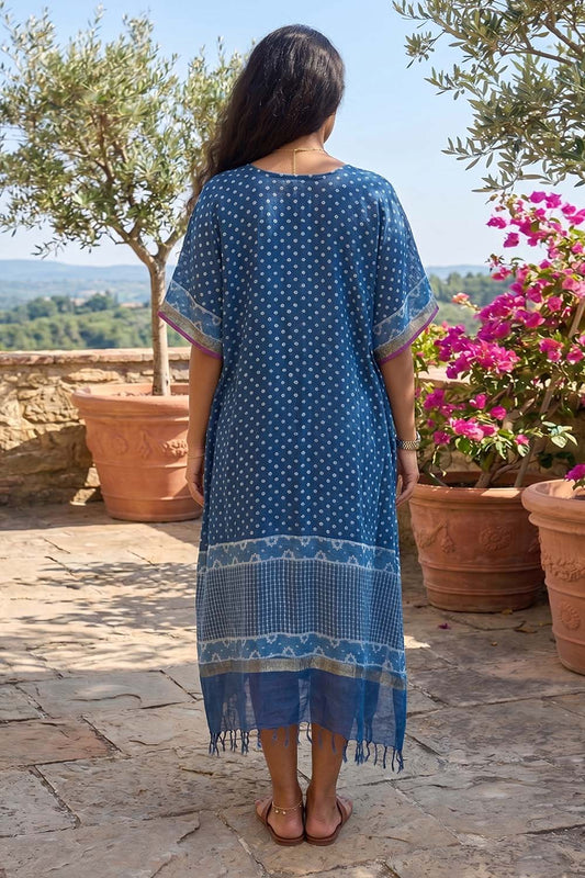 Linen Kaftan with Polka Dots