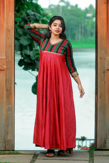 Maroon Maheshwari Anarkali