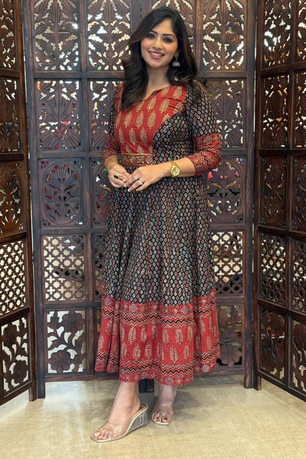 Black Eye Print Anarkali