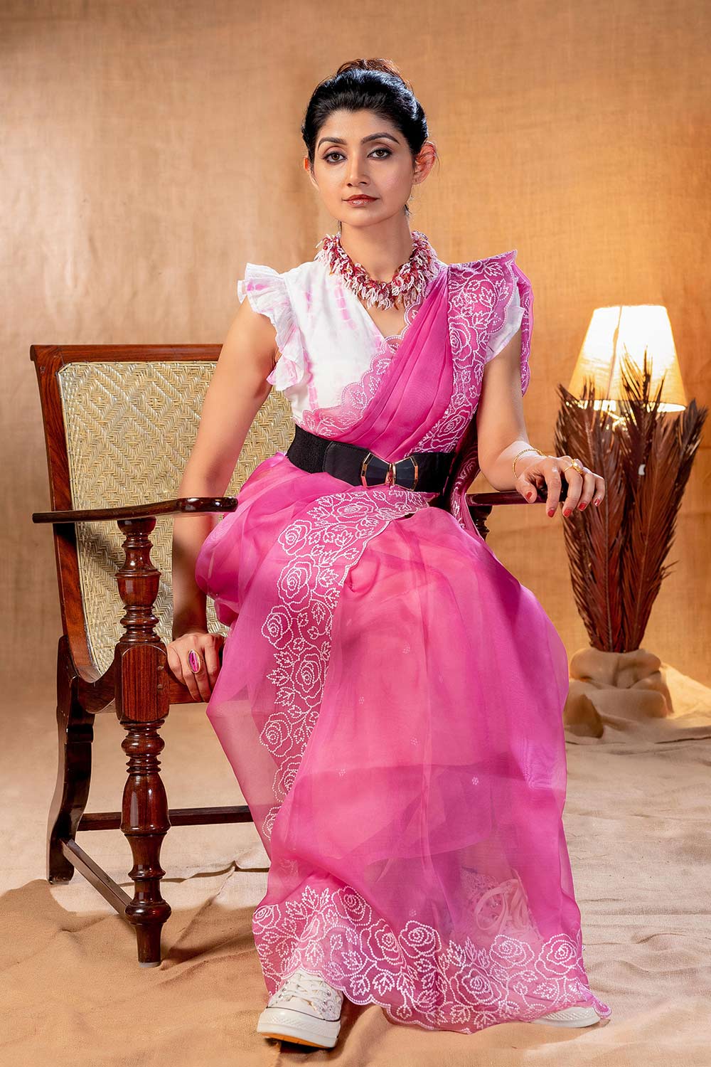 Pink Color Pure Silk Organza Saree