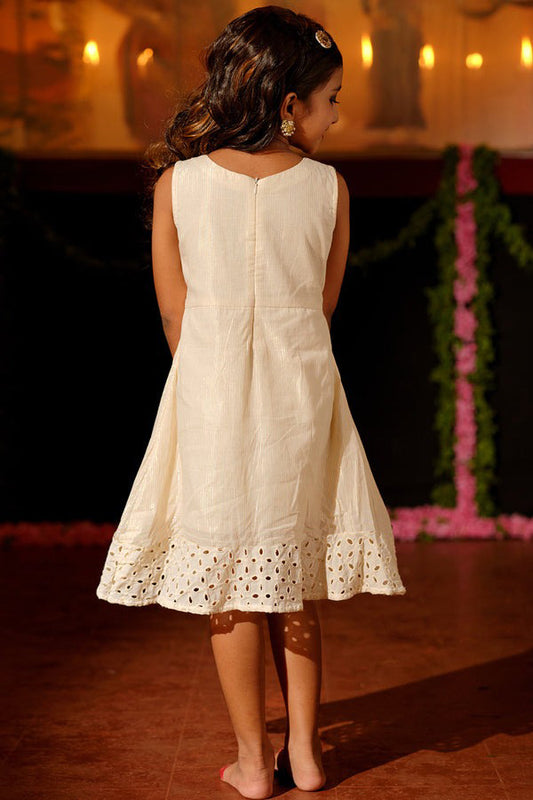 Golden Stripe Frock with Hakoba Pattern