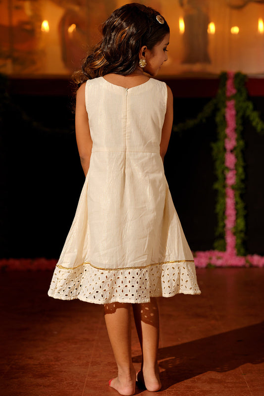 Golden Stripe Frock with Hakoba Pattern
