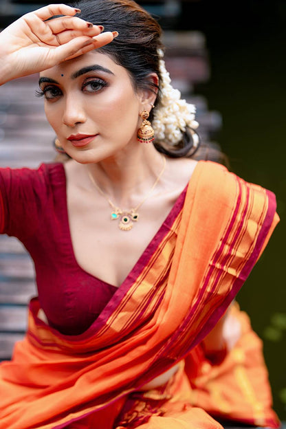 Narayanpet Orange Dhawani Set