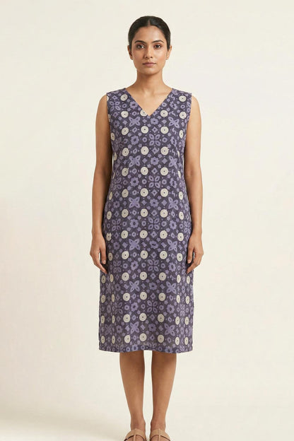 Violet & Lavender Sleeveless Print Kurti