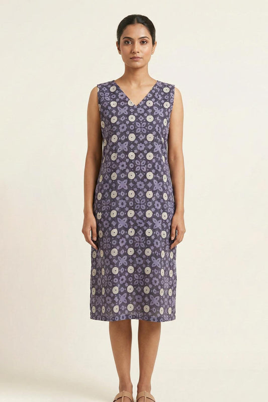 Violet & Lavender Sleeveless Print Kurti