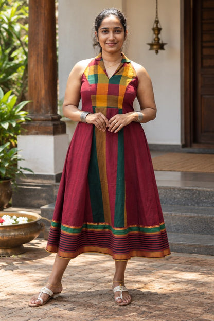 Halter Neck Panel Dress