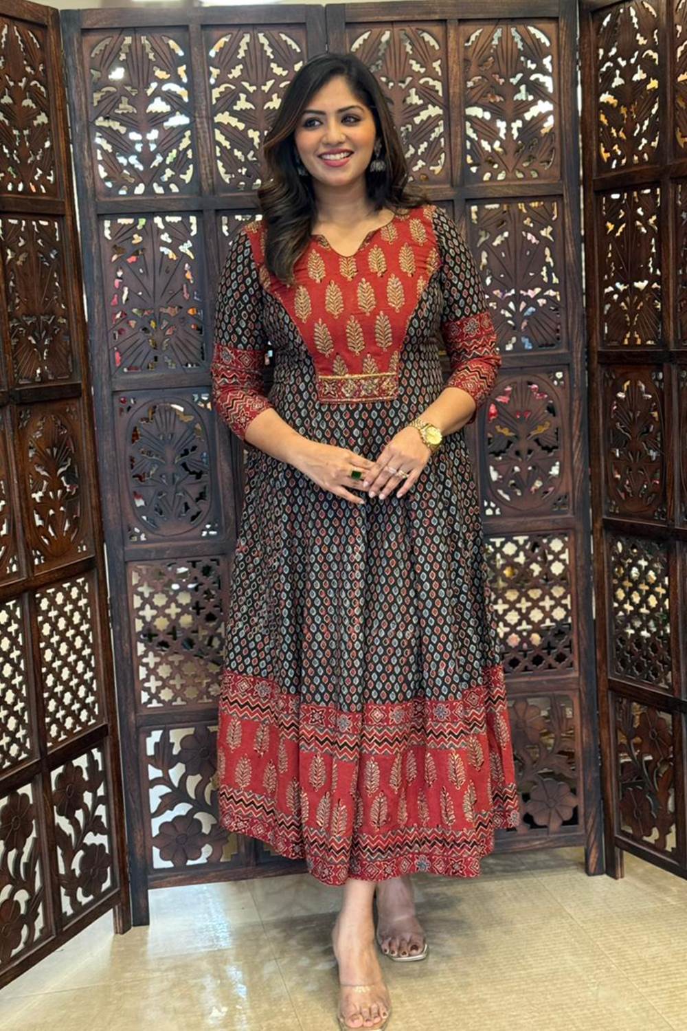 Black Eye Print Anarkali