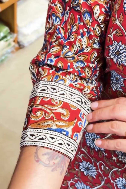 Kalamkari Lapel Collar Dress