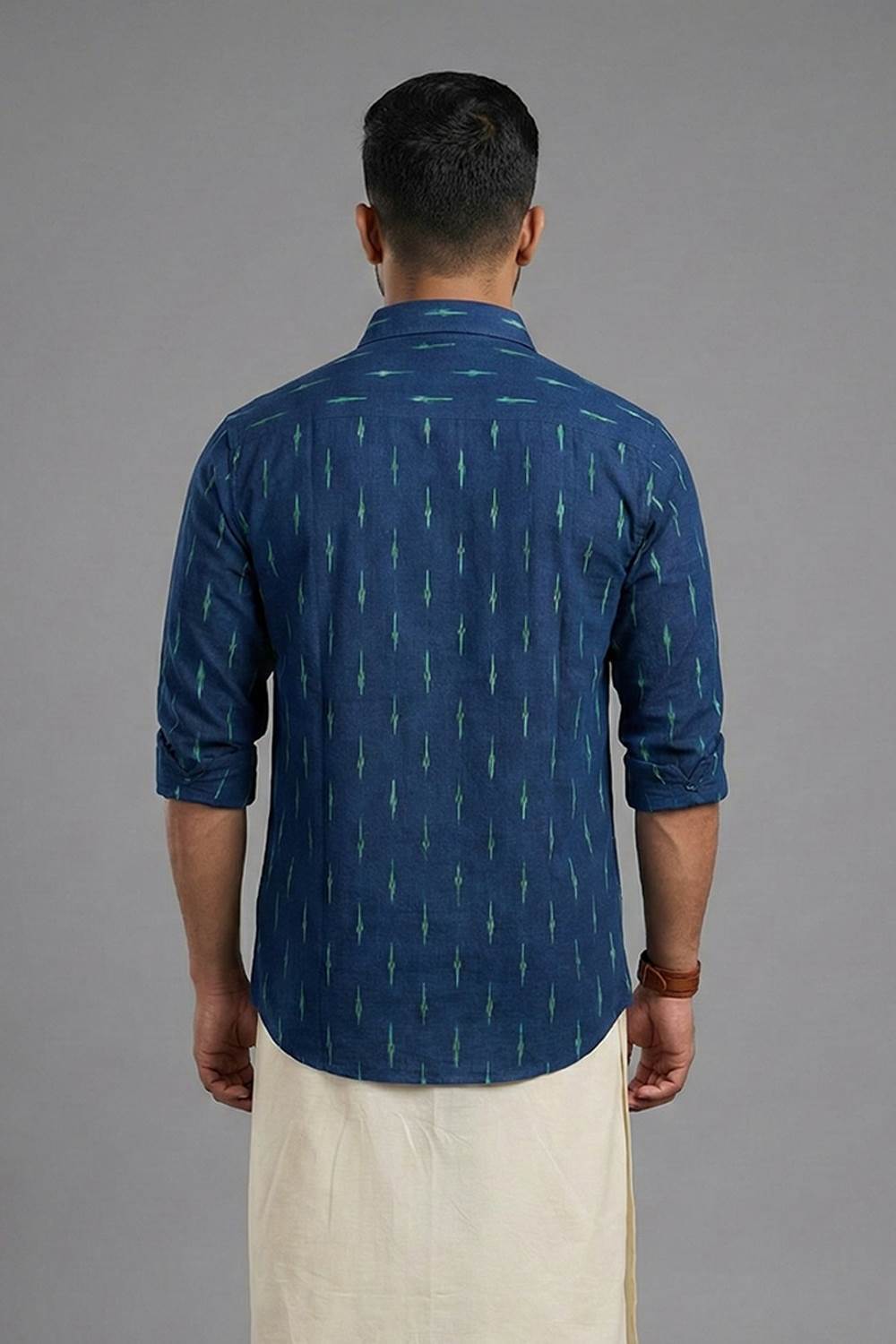 Blue  Ikath Full Sleeve Shirt